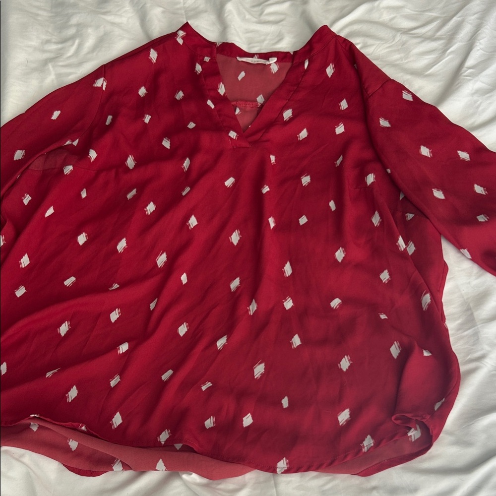 Lush Red and White Patterned Blouse